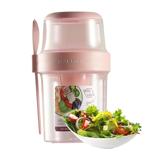 QmjdDymx Salatglas, tragbarer Salat Shaker Cup mit Dressinghalter, 2-Layer-Obst-Gemüsebehälter für frisches Mittagessen unterwegs, Größe s von QmjdDymx