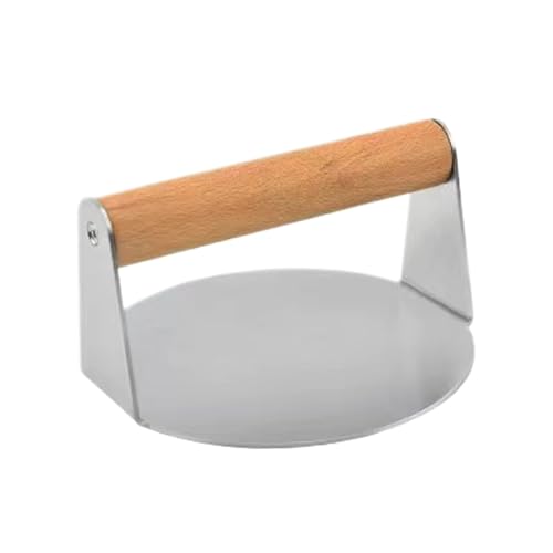 QmjdDymx Smash Burger Press, 5, 5 Zoll Edelstahl Smash Burger Press, Smasher mit Holzgriff, Nicht-Stick-Mehrzweck-Werkzeug zum Kochen von Hackbraten BBQ von QmjdDymx