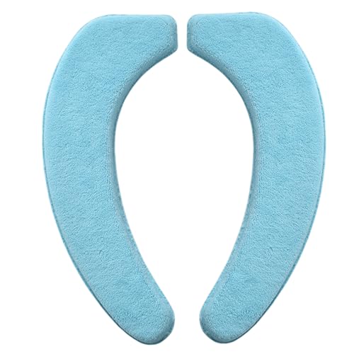 QmjdDymx Toilettensitzabdeckung, Korallenletze gepolsterte Toilettensitzabdeckung, verdickter Klebstoffweichwärmer für längliche, waschbar für Badezimmer, blau von QmjdDymx