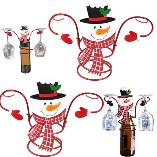 QmjdDymx Weinglashalter, 2pcs Weihnachten Schneemann Weinflaschenhalter Metall Rack Halt 1 Flasche und 2 Brillen für Weihnachtsfeier Home Tischdekor, Rack QmjdDymx Weinglashalter, 2pcs Weihnachten Schneemann Weinflaschenhalter Metall Rack Halt 1 Flasche und 2 Brillen für Weihnachtsfeier Home Tischdekor, Rack von QmjdDymx