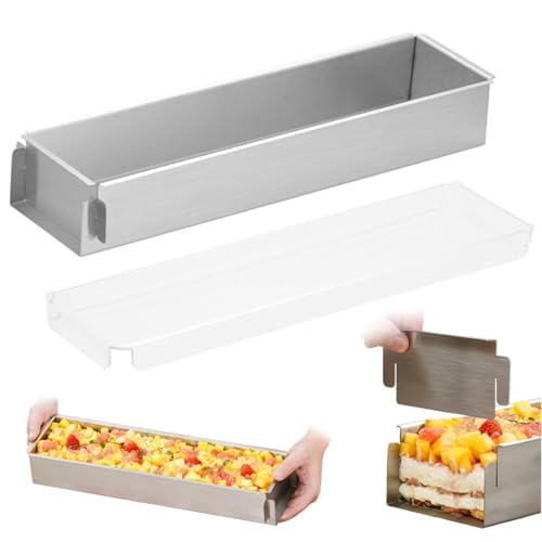 Rechteckkuchenwanne, 12 x 4 x 2 Zoll Nicht-Stick Edelstahl mit klarem Deckel zum Backen, rechteckige Kuchenwanne, Schimmel von QmjdDymx