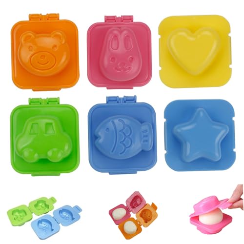 Reisformen, 6pcs 3D -Cartoon -Eierformen, Plastik -Reis -Shaper -Geräte für Kinder, tragbares DIY -Werkzeug für Heimküchenschulen (zufällige Farbe) von QmjdDymx