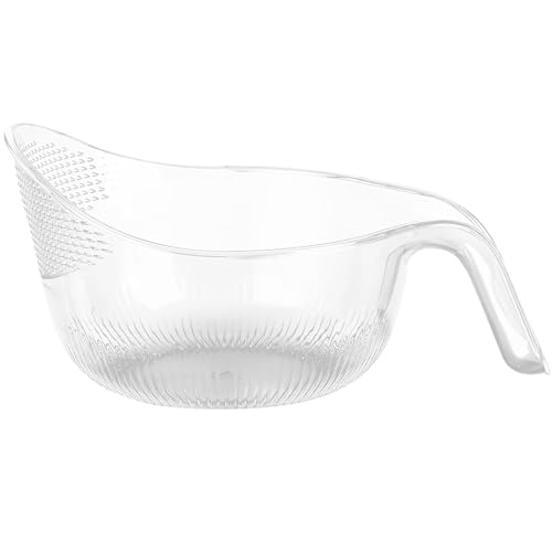 Reissieb 9x5 Zoll BPA-freie Kunststoff-Reiswaschmaschine mit feinen Löchern und ergonomischem Griff Multifunktionale Obstwaschschüssel zum Reinigen von Obst, Gemüse Transparent von QmjdDymx