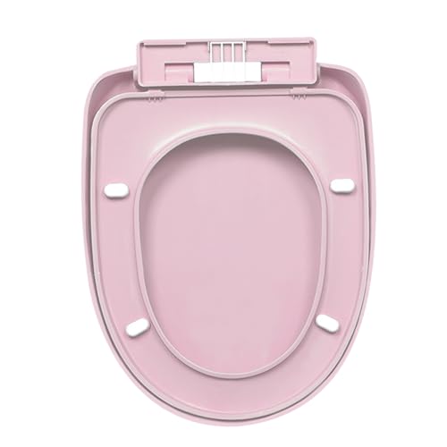 Rosa Toilettensitz, O-Typ Toilettensitz, runder Toilettensitz für Standard-Toiletten, stabile Scharniere stumm Haushalts-Toilettenabdeckung, einfach zu montieren, Weich schließender Toilettensitz von QmjdDymx