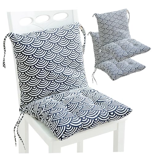 Sitzkissen im Freien, 2pcs/Set 16x16 Gartenstuhlkissen mit Rücken, weiche atmungsaktive Weidenstuhlpolster für Haus, Garten, Terrasse - Fischskala -Muster von QmjdDymx
