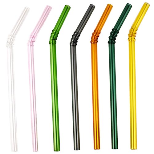 Strohhalm wiederverwendbar, 7pcs 8 Zoll gebogene Glas Stroh von QmjdDymx