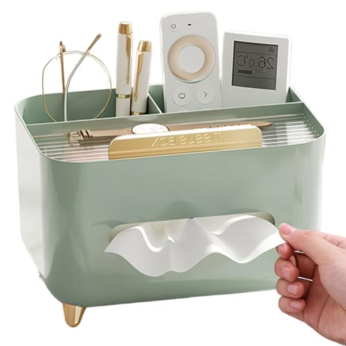 Tissue -Box -Abdeckung, Multifunktions -Tissue -Box -Abdeckung mit Aufbewahrungsfächern, stilvoller Fernbedienungshalter für Wohnzimmer, Schlafzimmer, Büro, Grün von QmjdDymx
