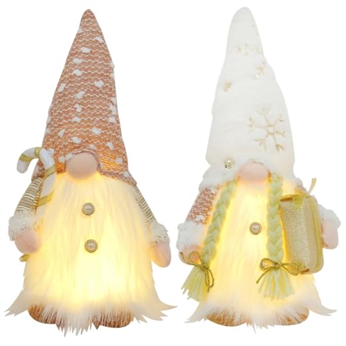 Weihnachtsgnom, 2pcs Weihnachts GNOME 12 Zoll beleuchtet Plüsch mit Wanderstift -Batterie für Wintertischfeiertag, Gnomes Plüsch von QmjdDymx