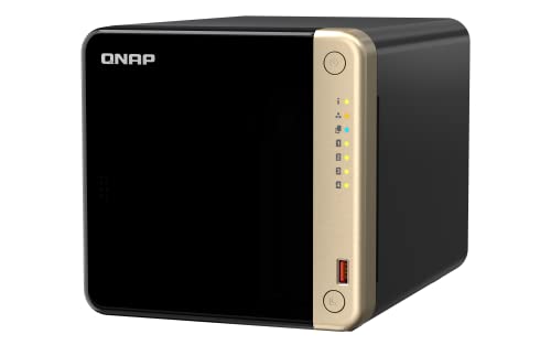 QNAP TS-464-8G-US Hochleistungs-Desktop-NAS mit Intel Celeron Quad-Core-Prozessor, M.2 PCIe Slots und Dual 2,5 GbE (2,5 G/1 G/100 M) Netzwerkverbindung (Diskless) von QNAP