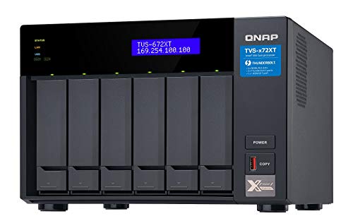 QNAP TVS-672XT-i3-8G, Thunderbolt 3 NAS-System, M.2 PCIe NVMe, SSD-Steckplätze, 4K-Medienwiedergabe, schwarz von Qnap