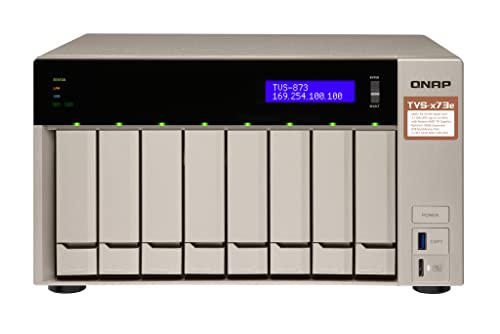 QNAP TVS-873e-4G, AMD RX-421 BD Quad-Core APU NAS-System, PCIe, HDMI 4K@ 30Hz-Ausgang, 4K H.264-Videodekodierung, grau von QNAP