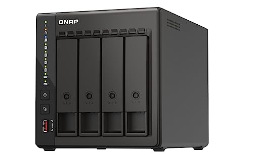 QNAP TS-453E 8G, 4 Bay NAS (Intel® Celeron® J6412 4-Core/4-Thread Prozessor, Turbo bis zu 2,6 GHz, Dual 2,5GbE) 48TB Bundle mit 4x12TB WD RED Plus HDDs von QNAP