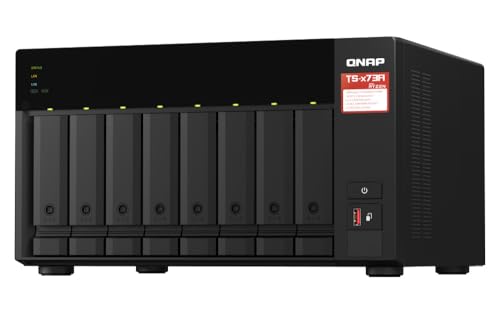 Qnap TS-873A-8G AMD Ryzen™ Embedded V1500B 4-Core/8-Thread 2,2 GHz Prozessor, 8 GB SODIMM DDR4 (1 x 8 GB) 32TB Bundle mit 8X 4TB WD Red Plus von QNAP