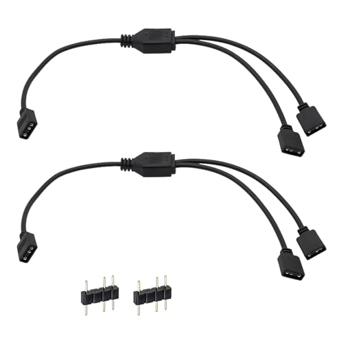 Qneneam 2 Stück ARGB Splitter Kabel, 1 zu 2 3 Pin ARGB Verlängerungskabel, LED Y Verteiler Kabel, Kompatibel mit Universal Mainboards, Erweitert eine 5V RGB Verbindung Flexibel, 30cm, Schwarz von Qneneam