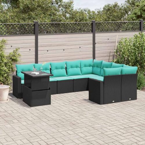 Qnhdfrt 10-Teiliges Gartenmöbel Set Lounge Schwarz Polyrattan mit Verstellbarem Glastisch 100 x 55 cm Komfortable Sitzgruppe Outdoor für Balkon Terrasse Garten Qnhdfrt 10-Teiliges Gartenmöbel Set Lounge Schwarz Polyrattan mit Verstellbarem Glastisch 100 x 55 cm Komfortable Sitzgruppe Outdoor für Balkon Terrasse Garten von Qnhdfrt