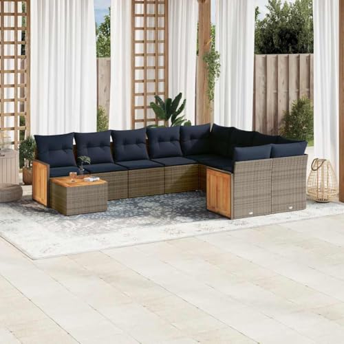 Qnhdfrt 10-Teiliges Gartensofa-Set Polyrattan Grau mit Akazienholztisch 55x55 cm UV-beständig & Modular für Garten Terrasse Balkon Qnhdfrt 10-Teiliges Gartensofa-Set Polyrattan Grau mit Akazienholztisch 55x55 cm UV-beständig & Modular für Garten Terrasse Balkon von Qnhdfrt