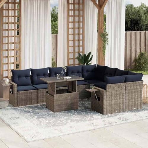 Qnhdfrt 10-Teiliges Gartensofa Set Polyrattan Grau mit höhenverstellbarem Tisch & Klapptischen, platzsparende Balkon Lounge mit 110 kg Belastbarkeit für Garten Terrasse Balkon Qnhdfrt 10-Teiliges Gartensofa Set Polyrattan Grau mit höhenverstellbarem Tisch & Klapptischen, platzsparende Balkon Lounge mit 110 kg Belastbarkeit für Garten Terrasse Balkon von Qnhdfrt