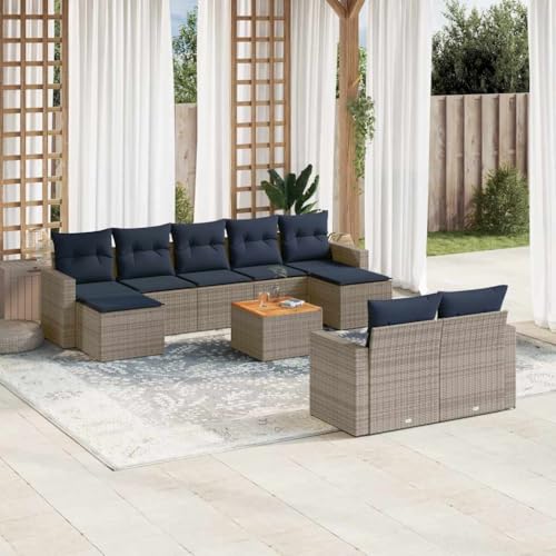 Qnhdfrt 10-Teiliges Gartensofa Set grau Polyrattan 55x55 cm mit Aufbewahrung und Akazientisch modular für Balkon Terrasse und kleine Gärten Qnhdfrt 10-Teiliges Gartensofa Set grau Polyrattan 55x55 cm mit Aufbewahrung und Akazientisch modular für Balkon Terrasse und kleine Gärten von Qnhdfrt