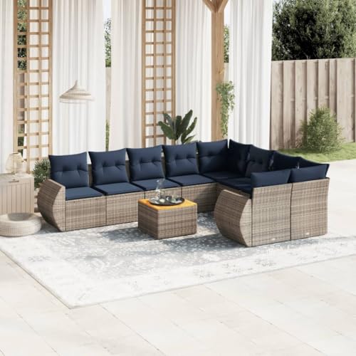 Qnhdfrt 10-teiliges Gartensofa-Set grau Polyrattan Sitzgruppe 62 x 62 cm Outdoor Lounge für Garten Balkon Terrasse Qnhdfrt 10-teiliges Gartensofa-Set grau Polyrattan Sitzgruppe 62 x 62 cm Outdoor Lounge für Garten Balkon Terrasse von Qnhdfrt