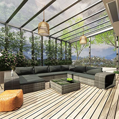 Qnhdfrt 10 teiliges Lounge Set Outdoor Gartenmöbel Grau Rattan mit Glas Couchtisch und Polster Modulares Sofa für Balkon Terrasse Gartenbereich Qnhdfrt 10 teiliges Lounge Set Outdoor Gartenmöbel Grau Rattan mit Glas Couchtisch und Polster Modulares Sofa für Balkon Terrasse Gartenbereich von Qnhdfrt