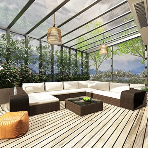 Qnhdfrt 10 teiliges Sofaset Outdoor Lounge Set aus PE Rattan mit Polsterauflagen und Glas Couchtisch für Garten Balkon Terrasse Qnhdfrt 10 teiliges Sofaset Outdoor Lounge Set aus PE Rattan mit Polsterauflagen und Glas Couchtisch für Garten Balkon Terrasse von Qnhdfrt