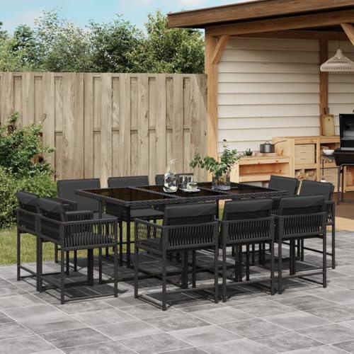 Qnhdfrt 11-TLG Gartenmöbel Set Schwarz Poly Rattan Esstisch 165x106 cm klappbare Stühle mit dicken Kissen platzsparende Balkonmöbel für Terrasse Garten Balkon Qnhdfrt 11-TLG Gartenmöbel Set Schwarz Poly Rattan Esstisch 165x106 cm klappbare Stühle mit dicken Kissen platzsparende Balkonmöbel für Terrasse Garten Balkon von Qnhdfrt