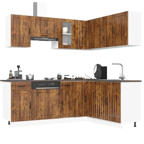 Qnhdfrt 11-TLG. Küchenschrank-Set Kalmar Räuchereiche Holzwerkstoff und Glas Hängeschränke Unterschränke Eckschrank mit viel Stauraum für Ihre Küchenzeile Qnhdfrt 11-TLG. Küchenschrank-Set Kalmar Räuchereiche Holzwerkstoff und Glas Hängeschränke Unterschränke Eckschrank mit viel Stauraum für Ihre Küchenzeile von Qnhdfrt