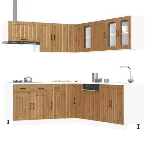 Qnhdfrt 11-TLG. Küchenschrank-Set Lucca Artisan-Eiche Holzwerkstoff Modernes Design mit Viel Stauraum Küchenschränke für Ihre Küchenzeile von Qnhdfrt