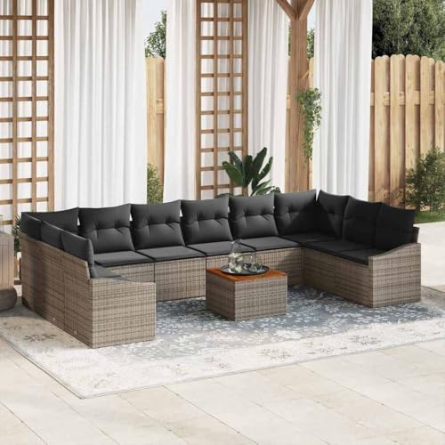 Qnhdfrt 11 Teile Gartenmöbel Set Grau Modernes PE Rattan Sofa Set mit Kissen und Gartentisch Wetterfest und Flexibles Design für Terrasse Garten und Balkon Qnhdfrt 11 Teile Gartenmöbel Set Grau Modernes PE Rattan Sofa Set mit Kissen und Gartentisch Wetterfest und Flexibles Design für Terrasse Garten und Balkon von Qnhdfrt