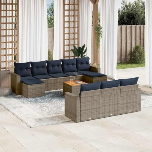 Qnhdfrt 11-Teiliges Gartenmöbel Set Polyrattan grau 55x55x69 cm mit Akazienholztisch platzsparendes Balkonset für Garten Terrasse Balkon Qnhdfrt 11-Teiliges Gartenmöbel Set Polyrattan grau 55x55x69 cm mit Akazienholztisch platzsparendes Balkonset für Garten Terrasse Balkon von Qnhdfrt