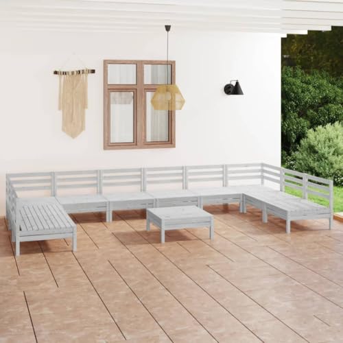 Qnhdfrt 11 teiliges Garten Lounge Set aus massivem Kiefernholz Weiß mit Eck Sofa und Tisch für Terrasse Balkon und Garten Qnhdfrt 11 teiliges Garten Lounge Set aus massivem Kiefernholz Weiß mit Eck Sofa und Tisch für Terrasse Balkon und Garten von Qnhdfrt