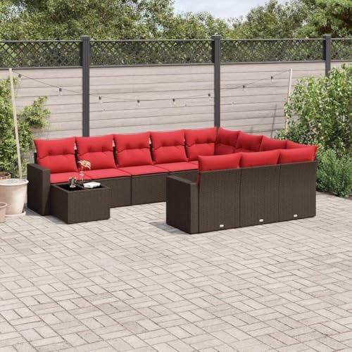 Qnhdfrt 11 teiliges Gartensofa Set 62x62x69 cm Polyrattan Balkonmöbel mit robustem Glastisch 55x55x37 cm Langlebiges Lounge Set für Garten Terrasse und kleinen Balkon Qnhdfrt 11 teiliges Gartensofa Set 62x62x69 cm Polyrattan Balkonmöbel mit robustem Glastisch 55x55x37 cm Langlebiges Lounge Set für Garten Terrasse und kleinen Balkon von Qnhdfrt