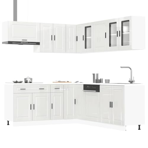 Qnhdfrt 11-teiliges Küchenschrank-Set Porto Hochglanz-Weiß aus Holzwerkstoff und Glas – Elegante Küchenzeile mit optimiertem Stauraum und verstellbaren Füßen für Moderne Küchen Qnhdfrt 11-teiliges Küchenschrank-Set Porto Hochglanz-Weiß aus Holzwerkstoff und Glas – Elegante Küchenzeile mit optimiertem Stauraum und verstellbaren Füßen für Moderne Küchen von Qnhdfrt