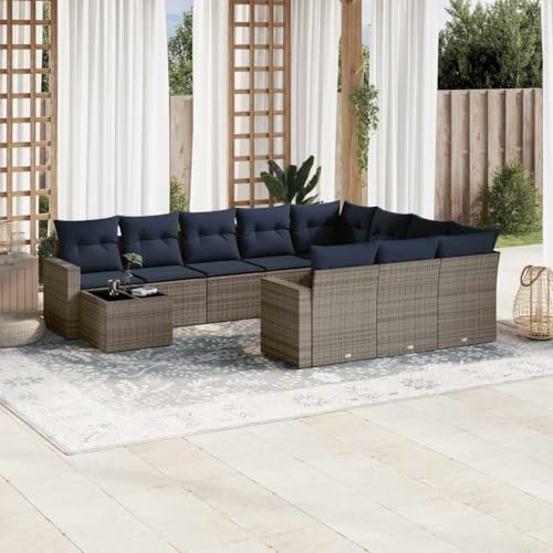 Qnhdfrt 11-teiliges Outdoor Lounge Set Graue Polyrattan Gartenmöbel Modular 62x62x69 cm Sitzbank mit Glasplatte Tisch Sofagarnitur für Garten Terrasse Balkon Sitzecke Qnhdfrt 11-teiliges Outdoor Lounge Set Graue Polyrattan Gartenmöbel Modular 62x62x69 cm Sitzbank mit Glasplatte Tisch Sofagarnitur für Garten Terrasse Balkon Sitzecke von Qnhdfrt