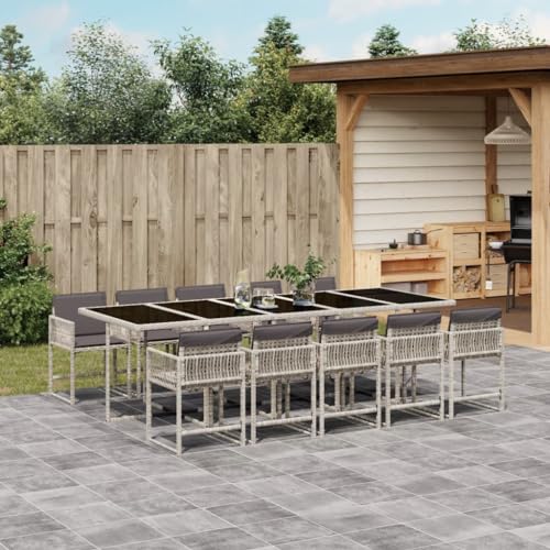 Qnhdfrt 11tlg Gartenmöbel Set Hellgrau 275 x 106 cm Poly Rattan Gartentisch mit 10 klappbaren Stühlen und Anthrazit Kissen platzsparend für Terrasse Balkon und Campingplatz Qnhdfrt 11tlg Gartenmöbel Set Hellgrau 275 x 106 cm Poly Rattan Gartentisch mit 10 klappbaren Stühlen und Anthrazit Kissen platzsparend für Terrasse Balkon und Campingplatz von Qnhdfrt