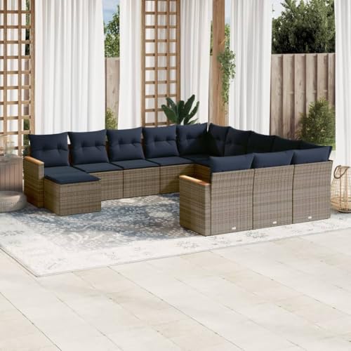Qnhdfrt 12-Teiliges Gartensofa Set Modular Polyrattan mit Stauraum Grau Marineblau 110 kg Belastbar Modernes Balkonmöbel für Garten Terrasse Balkon Qnhdfrt 12-Teiliges Gartensofa Set Modular Polyrattan mit Stauraum Grau Marineblau 110 kg Belastbar Modernes Balkonmöbel für Garten Terrasse Balkon von Qnhdfrt