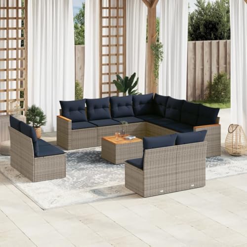 Qnhdfrt 12-Teiliges Gartensofa Set Polyrattan Grau mit Akazienholztisch 62x62x69 cm Modular Lounge Sitzgruppe Outdoor Balkon Terrasse Camping Modernes Design für Garten Balkon und Innenhof Qnhdfrt 12-Teiliges Gartensofa Set Polyrattan Grau mit Akazienholztisch 62x62x69 cm Modular Lounge Sitzgruppe Outdoor Balkon Terrasse Camping Modernes Design für Garten Balkon und Innenhof von Qnhdfrt