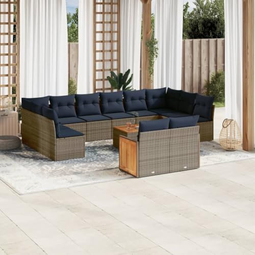 Qnhdfrt 12-teiliges Gartenmöbel Set grau aus Polyrattan mit Akazienholztisch 55x55 cm Modernes Balkonmöbel Set für Garten Terrasse und kleine Balkone Qnhdfrt 12-teiliges Gartenmöbel Set grau aus Polyrattan mit Akazienholztisch 55x55 cm Modernes Balkonmöbel Set für Garten Terrasse und kleine Balkone von Qnhdfrt