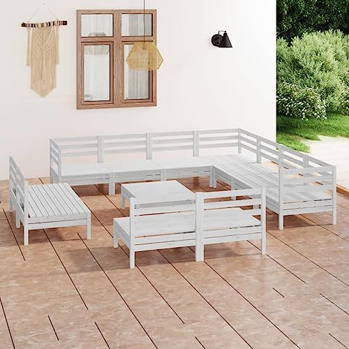 Qnhdfrt 12-teiliges Outdoor Lounge Set aus Kiefernholz Weiß, Langlebiges Gartenmöbel Set mit Eck- und Mittelsofa, Hocker Tisch Kombination für Terrasse Garten und Balkon Qnhdfrt 12-teiliges Outdoor Lounge Set aus Kiefernholz Weiß, Langlebiges Gartenmöbel Set mit Eck- und Mittelsofa, Hocker Tisch Kombination für Terrasse Garten und Balkon von Qnhdfrt
