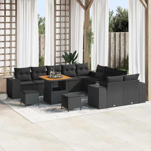 Qnhdfrt 13 teiliges Gartensofa Set Schwarz Modernes Poly Rattan Sofa Set mit Kissen Modulares Design Robuste Konstruktion für Garten Terrasse Balkon Qnhdfrt 13 teiliges Gartensofa Set Schwarz Modernes Poly Rattan Sofa Set mit Kissen Modulares Design Robuste Konstruktion für Garten Terrasse Balkon von Qnhdfrt