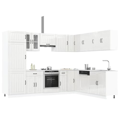 Qnhdfrt 14-TLG. Küchenschrank-Set Lucca Hochglanz-Weiß Holzwerkstoff mit Glas – Elegantes Design, Robuster Stauraum und Verstellbare Füße für Optimierte Küchenzeile Qnhdfrt 14-TLG. Küchenschrank-Set Lucca Hochglanz-Weiß Holzwerkstoff mit Glas – Elegantes Design, Robuster Stauraum und Verstellbare Füße für Optimierte Küchenzeile von Qnhdfrt
