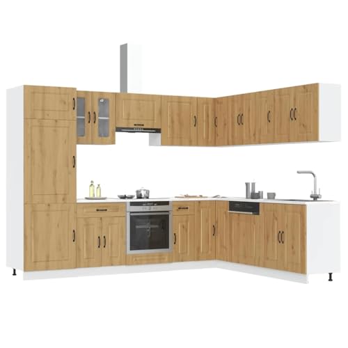 Qnhdfrt 14-teiliges Küchenschrank-Set Artisan-Eiche Holzwerkstoff mit Glas für Küchenorganisation Modernes Design Robust und Anpassbar Qnhdfrt 14-teiliges Küchenschrank-Set Artisan-Eiche Holzwerkstoff mit Glas für Küchenorganisation Modernes Design Robust und Anpassbar von Qnhdfrt