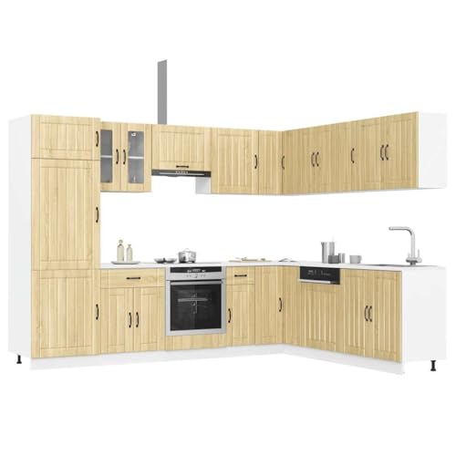 Qnhdfrt 14-teiliges Küchenschrank-Set Lucca in Sonoma-Eiche aus Holzwerkstoff und Glas - Elegantes Design, viel Stauraum mit verstellbaren Füßen für Kücheneinrichtung Qnhdfrt 14-teiliges Küchenschrank-Set Lucca in Sonoma-Eiche aus Holzwerkstoff und Glas - Elegantes Design, viel Stauraum mit verstellbaren Füßen für Kücheneinrichtung von Qnhdfrt