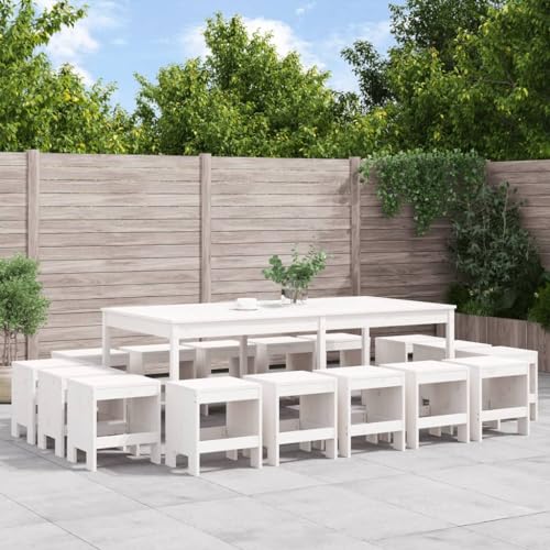 Qnhdfrt 17 teilige Essgruppe aus massivem Kiefernholz Weiß Gartentisch mit 16 Hockern Robuste Outdoor Möbel für Garten Terrasse Balkon Qnhdfrt 17 teilige Essgruppe aus massivem Kiefernholz Weiß Gartentisch mit 16 Hockern Robuste Outdoor Möbel für Garten Terrasse Balkon von Qnhdfrt