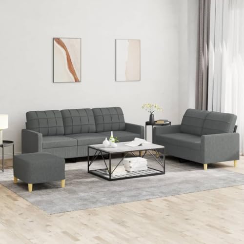 Qnhdfrt 2+3 Sitzer Sofagarnitur mit Fußhocker Dunkelgrau Polyester Stoff Wohnlandschaft für Wohnzimmer Gemütliches Design Robustheit Qnhdfrt 2+3 Sitzer Sofagarnitur mit Fußhocker Dunkelgrau Polyester Stoff Wohnlandschaft für Wohnzimmer Gemütliches Design Robustheit von Qnhdfrt