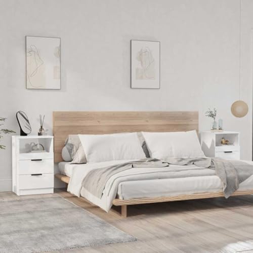 Qnhdfrt 2 Nachttische Hochglanz-Weiß Holzwerkstoff 40x36x65 cm mit 2 Schubladen - Schlafzimmer Kommode Stauraum Modernes Design Qnhdfrt 2 Nachttische Hochglanz-Weiß Holzwerkstoff 40x36x65 cm mit 2 Schubladen - Schlafzimmer Kommode Stauraum Modernes Design von Qnhdfrt