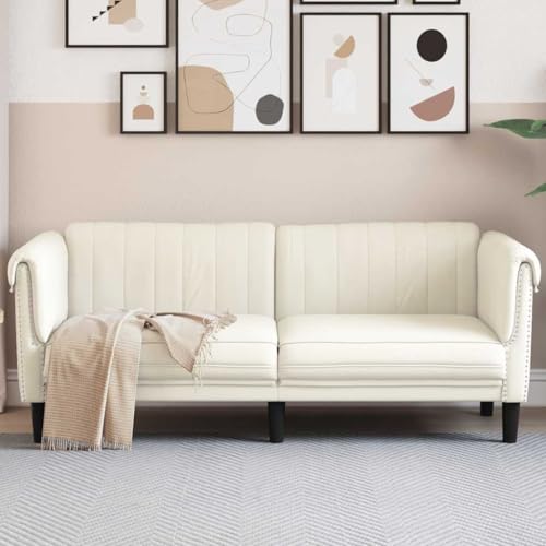 Qnhdfrt 2-Sitzer Sofa Creme Samt Modernes Design Komfortables Sitzgefühl für Wohnzimmer Balkon oder Essbereich von Qnhdfrt