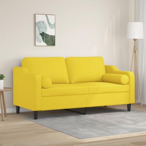 Qnhdfrt 2-Sitzer Sofa Hellgelb 140 cm Stoff Couch mit Zierkissen Modernes Design für Wohnzimmer Balkon von Qnhdfrt