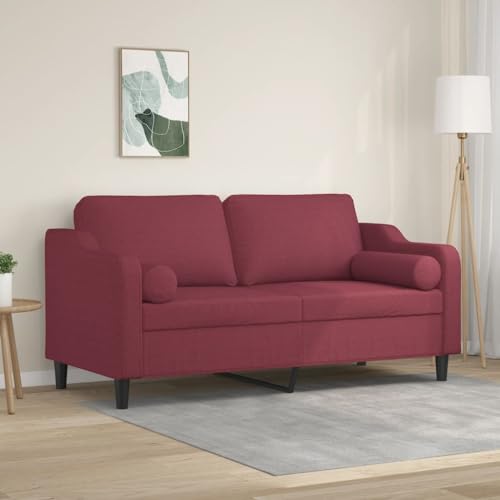 Qnhdfrt 2-Sitzer Sofa Stoff Weinrot 140 cm Modernes Design mit Zierkissen, Stabiles Metallgestell und Dicke Polsterung für Wohnzimmer, Balkon oder Esszimmer Qnhdfrt 2-Sitzer Sofa Stoff Weinrot 140 cm Modernes Design mit Zierkissen, Stabiles Metallgestell und Dicke Polsterung für Wohnzimmer, Balkon oder Esszimmer von Qnhdfrt