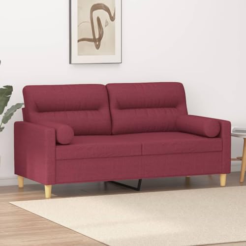 Qnhdfrt 2-Sitzer Sofa Weinrot 140 cm Stoff Modernes Design mit Zierkissen Robustes Metallgestell für Wohnzimmer Lounge Qnhdfrt 2-Sitzer Sofa Weinrot 140 cm Stoff Modernes Design mit Zierkissen Robustes Metallgestell für Wohnzimmer Lounge von Qnhdfrt